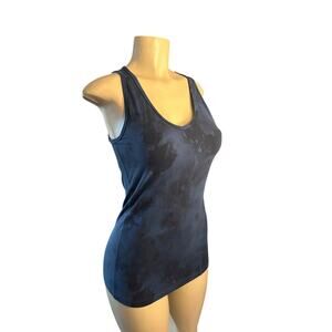 Women XS Lucy Activewear V-Neck Tank Top Blue Floral Print Unlined Yoga Run